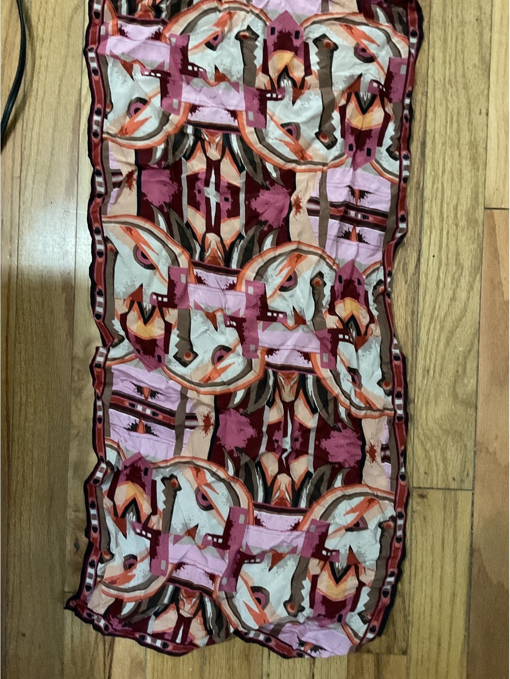Handmade 100% Silk Colorful Abstract Pattern Scarf - Picture 6 of 7